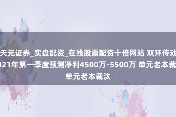 天元证券_实盘配资_在线股票配资十倍网站 双环传动2021年第一季度预测净利4500万-5500万 单元老本裁汰