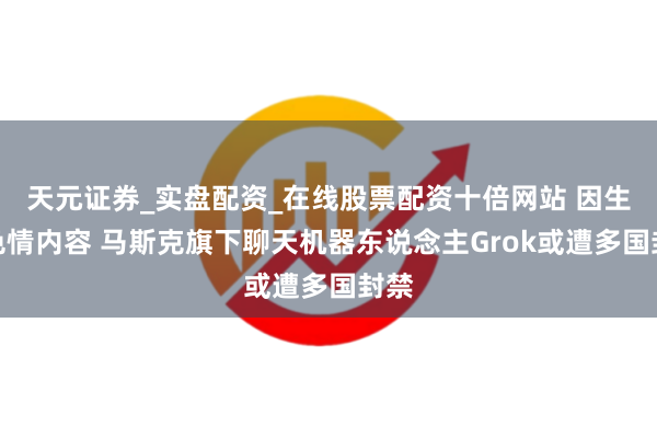 天元证券_实盘配资_在线股票配资十倍网站 因生成色情内容 马斯克旗下聊天机器东说念主Grok或遭多国封禁