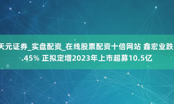 天元证券_实盘配资_在线股票配资十倍网站 鑫宏业跌1.45% 正拟定增2023年上市超募10.5亿