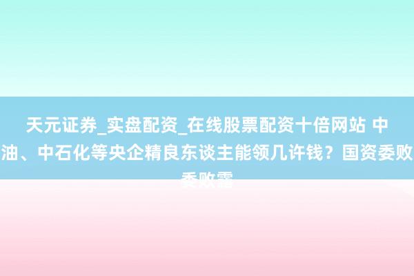 天元证券_实盘配资_在线股票配资十倍网站 中石油、中石化等央企精良东谈主能领几许钱？国资委败露