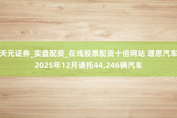 天元证券_实盘配资_在线股票配资十倍网站 理思汽车2025年12月请托44,246辆汽车