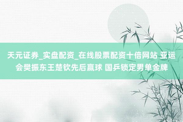 天元证券_实盘配资_在线股票配资十倍网站 亚运会樊振东王楚钦先后赢球 国乒锁定男单金牌