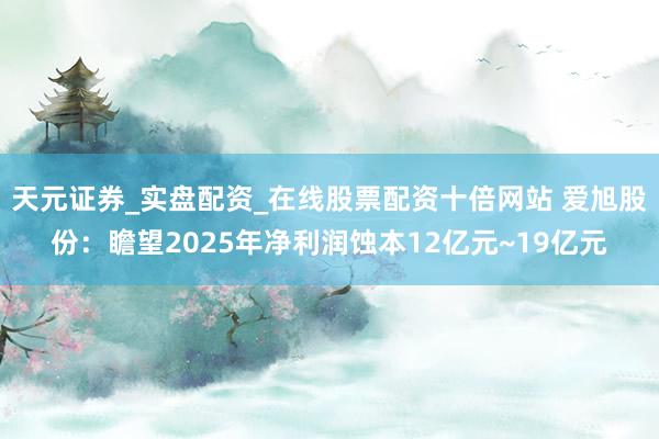 天元证券_实盘配资_在线股票配资十倍网站 爱旭股份：瞻望2025年净利润蚀本12亿元~19亿元